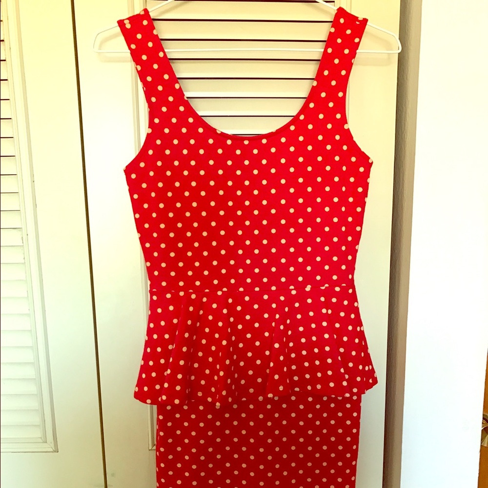 New Polka Dot Peplum Dress