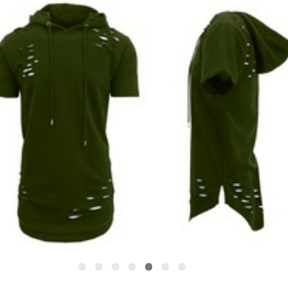 Short Sleeve scalloped slash hoodie