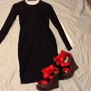 White and Black body con Dress