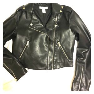 H&M cropped leather jacket