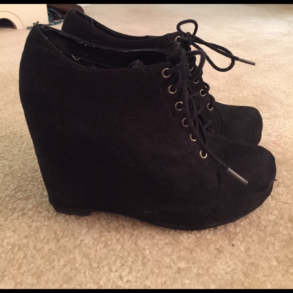 Black suede booties