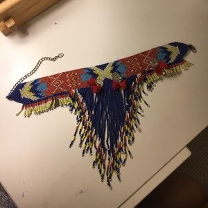 Beaded Tribal Dangly Necklace