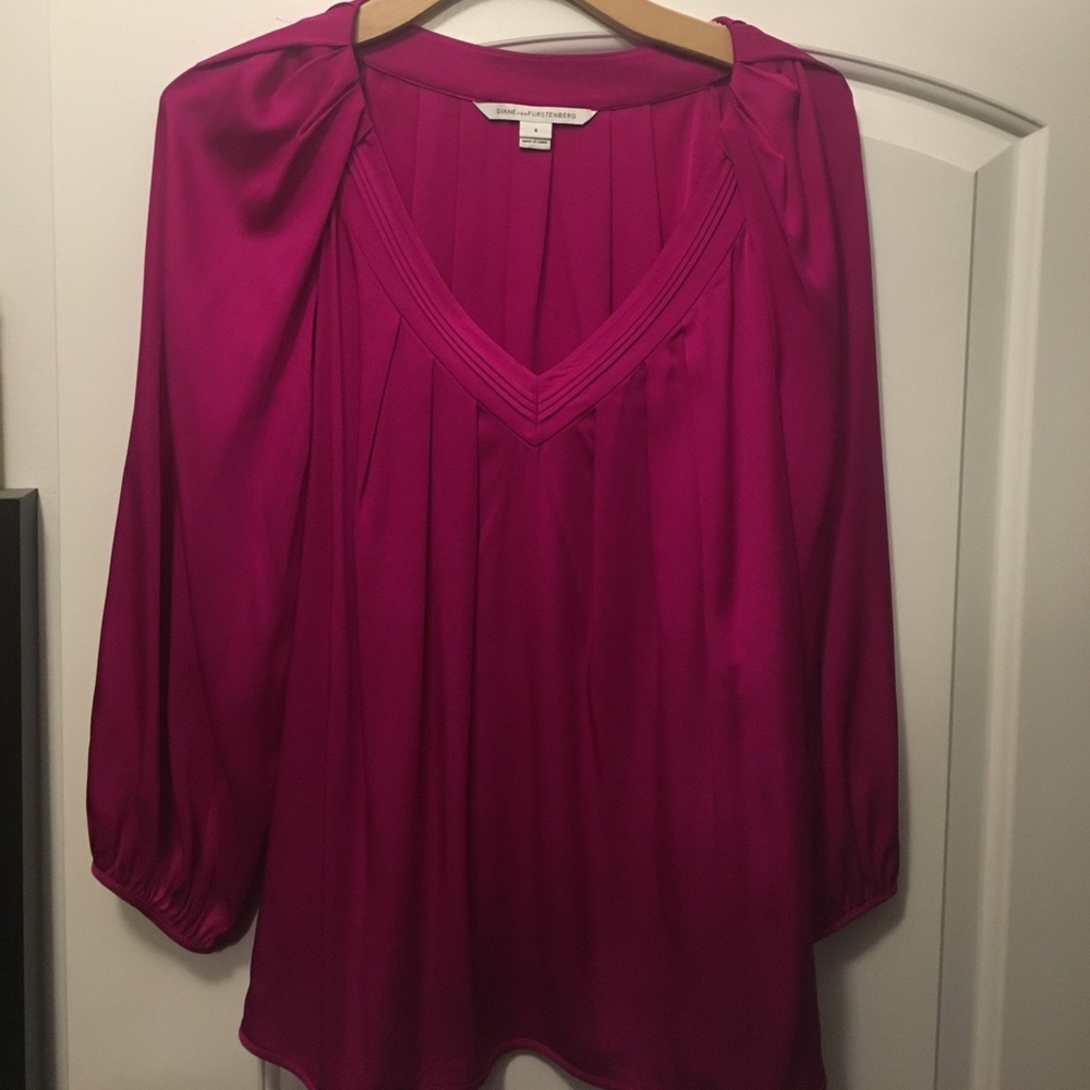 Diane Von Furstenberg Fuchsia Silk Blouse
