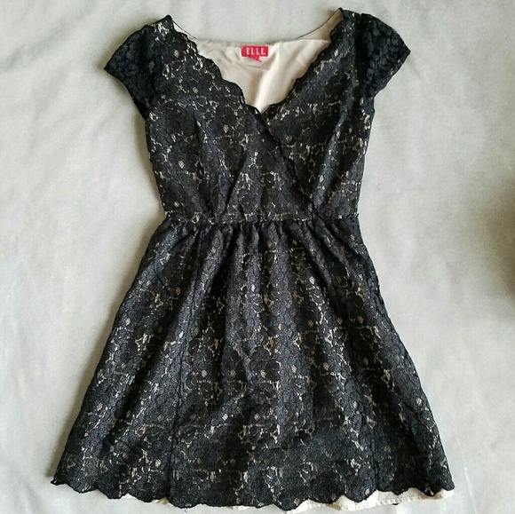 Elle Dresses & Skirts - Black Scalloped Lace Dress