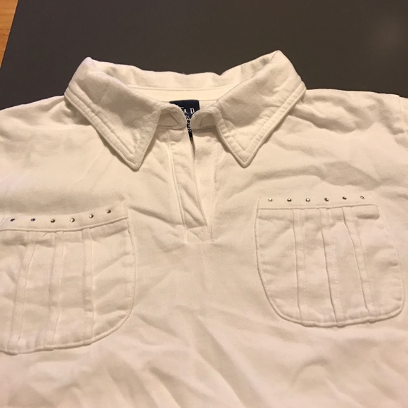Gap Off White Long Sleeve V Collared Girls' Top - Picture 8 of 8