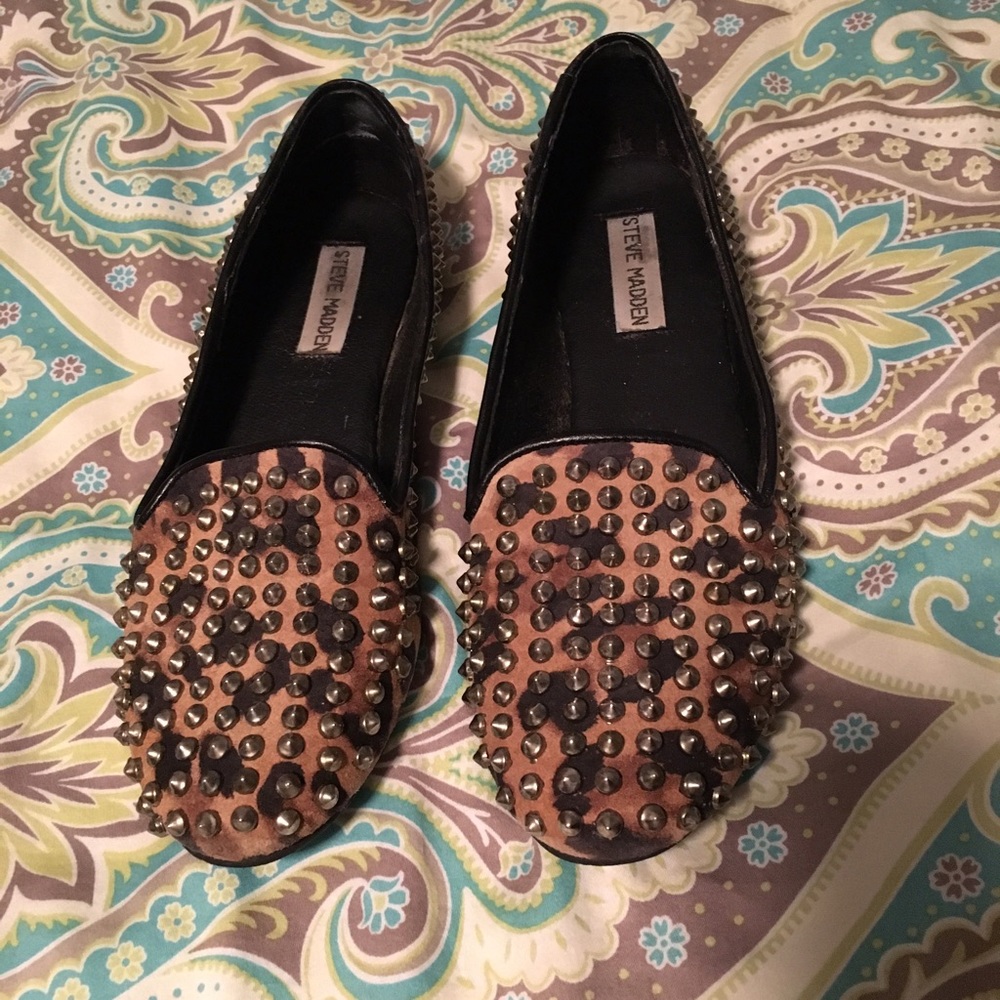 Studded Leopard Loafers