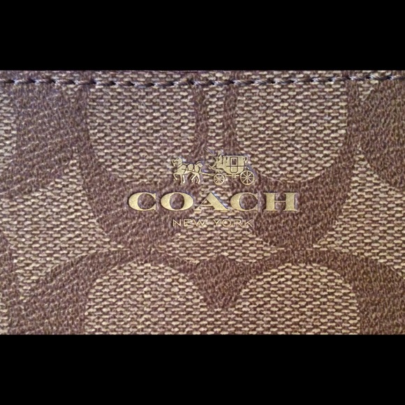Coach signature khaki double zip wristlet - Picture 4 of 5
