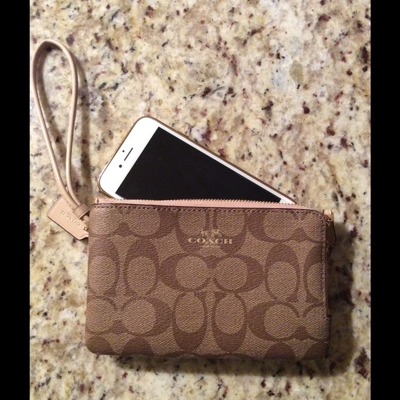 Coach signature khaki double zip wristlet - Picture 2 of 5