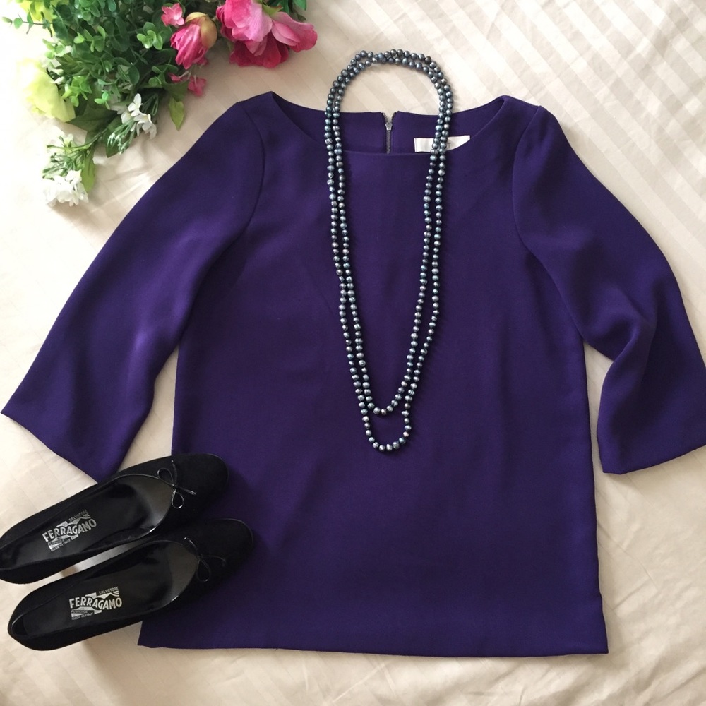 Loft violet Boat Neck 3/4 Sleeve Top