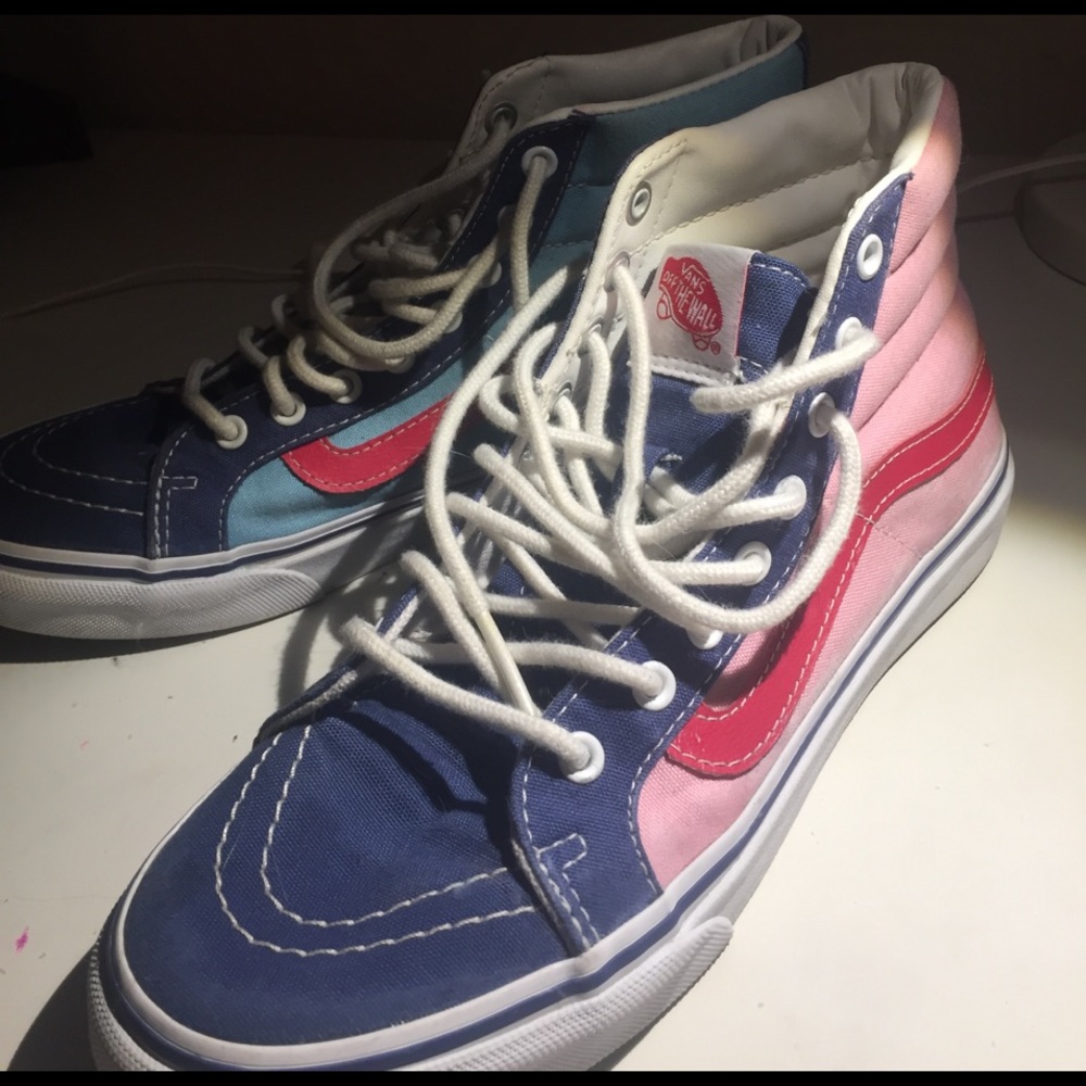 Custom Made Vintage Hightop Pink and Blue Vans