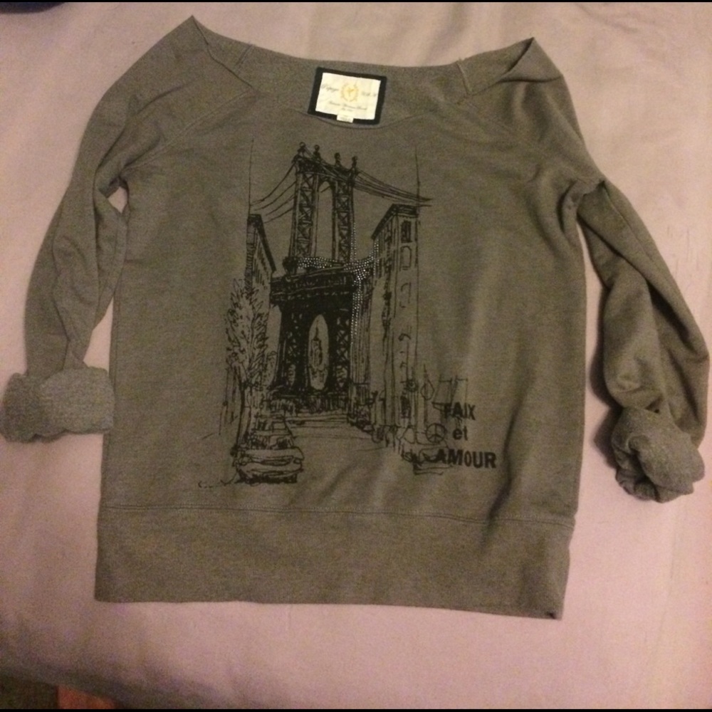 Grey off the shoulder sweater top