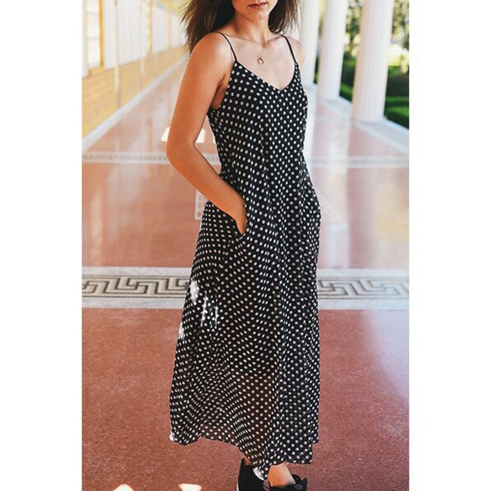 Strappy Polka Dot Maxi Dress