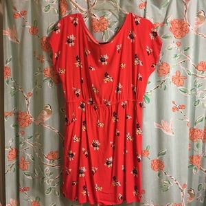 Red/Coral Floral Dress