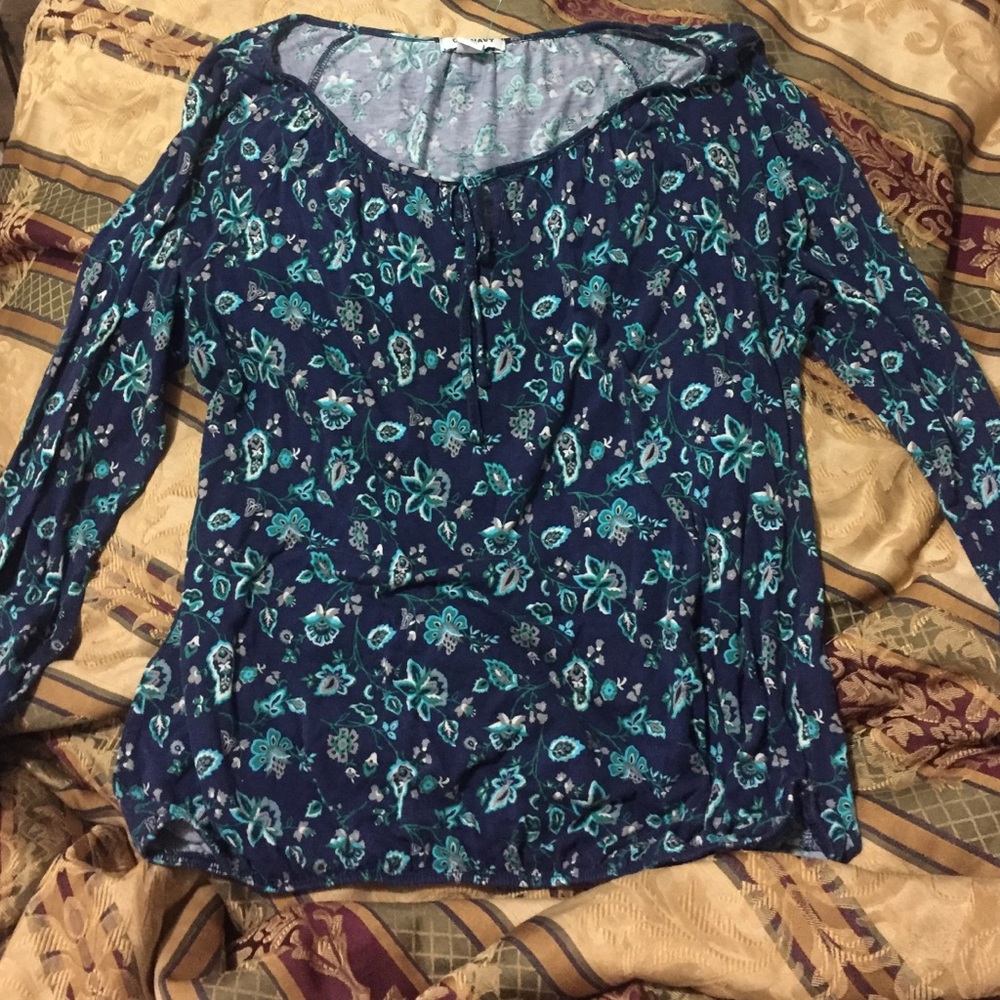 Cute Blue Flower Blouse