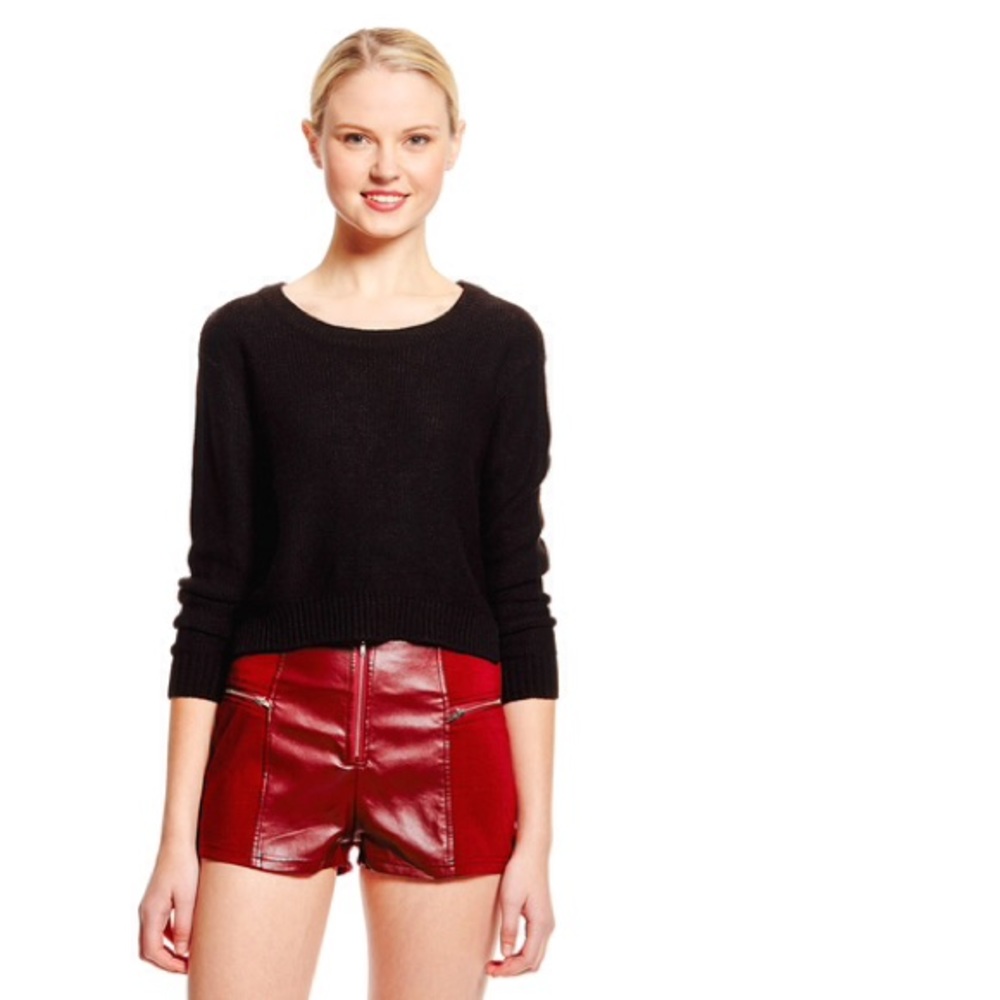 TCEC Faux Leather Mixed Media Shorts