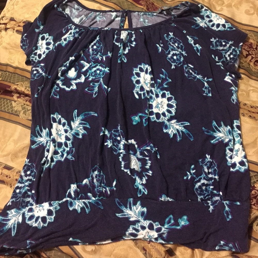 Very Cute Blue Top with Flowers
