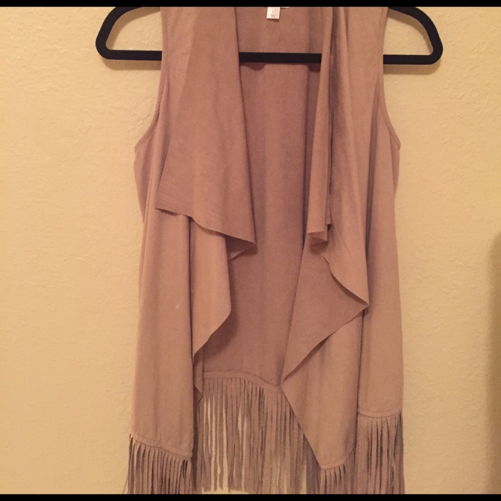 Fringe smooth/velvet vest