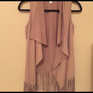 Fringe smooth/velvet vest