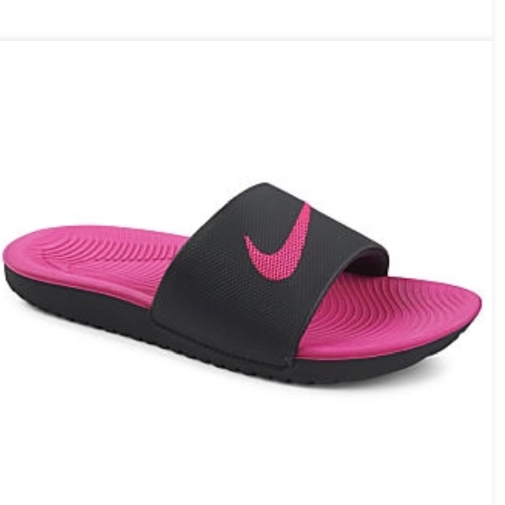 Pink and Black little girls Kawa Print Slides