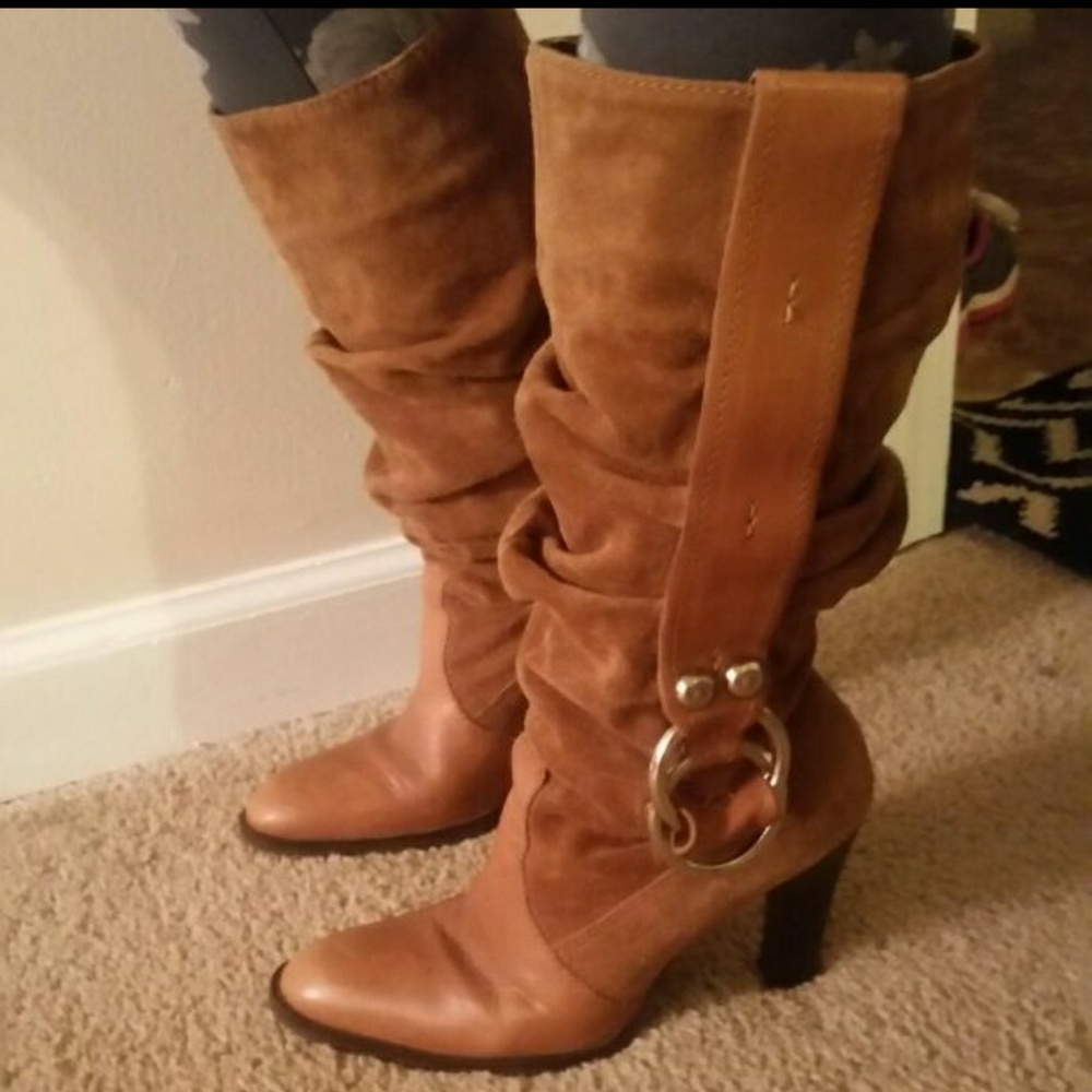 Jessica Simpson Suede/Leather camel slouch Boots