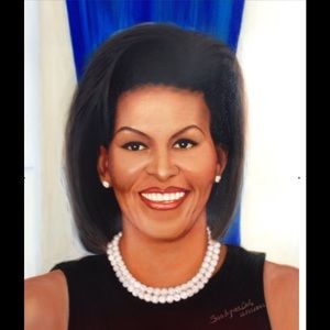 First Lady Mitchell Obama portrait oil painting !