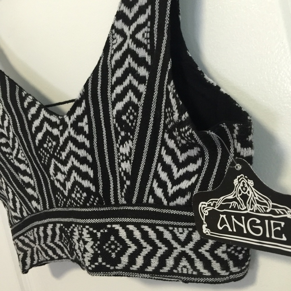 NWT ANGIE Black and White Crop top - Picture 3 of 5