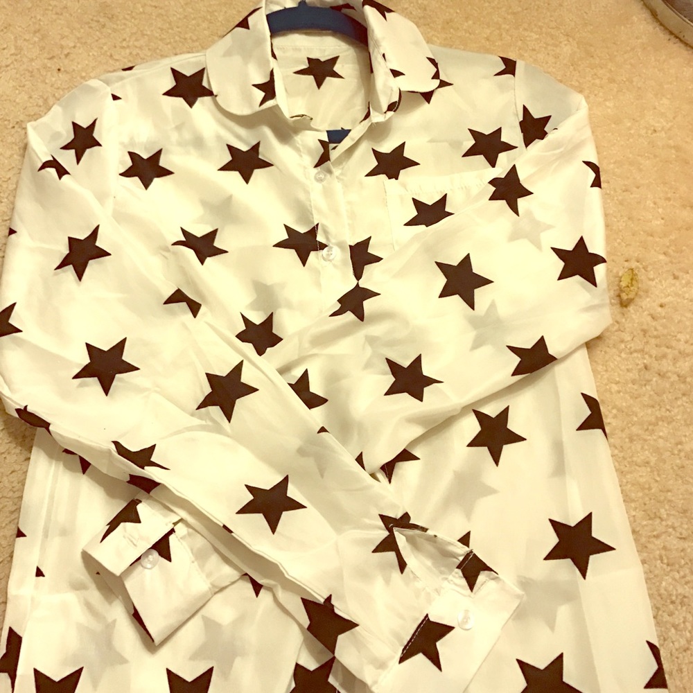 Sheer star blouse. Asian Medium US xs/small