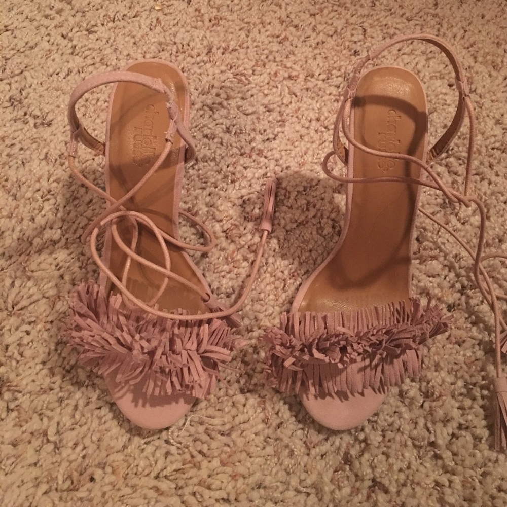 Charlotte Russe Fringe Lace Up Heels