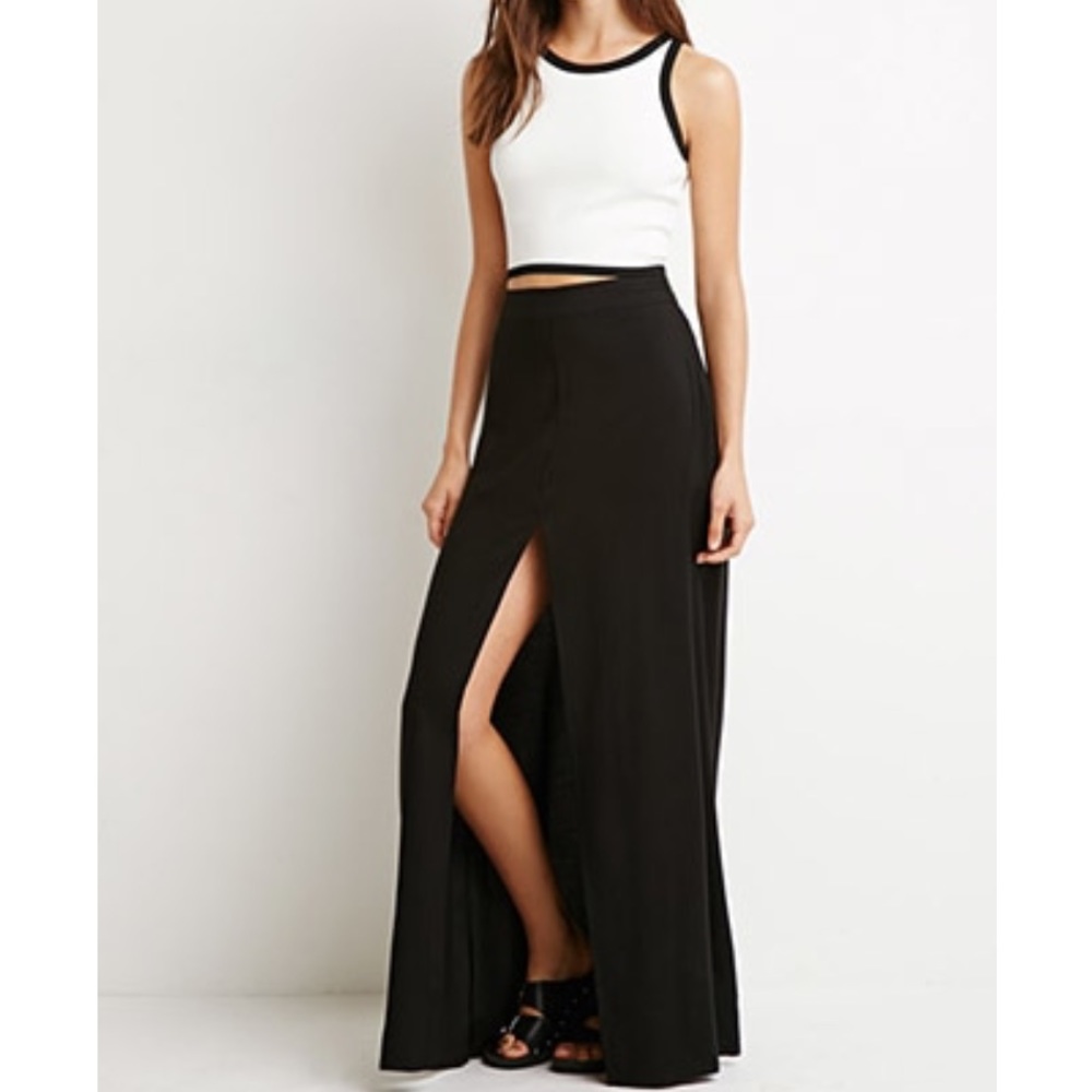 Black Maxi Skirt with Slit (skort)