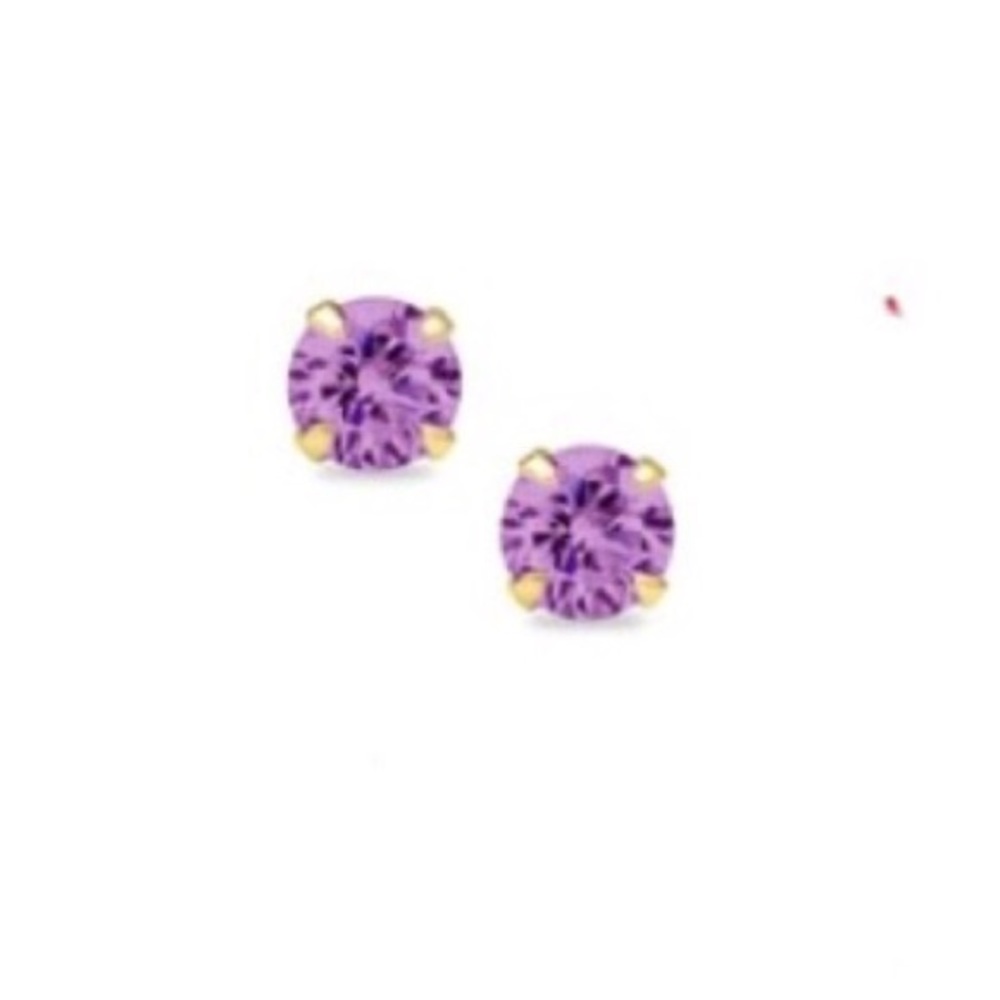 14K Gold 5mm CZ Round Stud Earrings