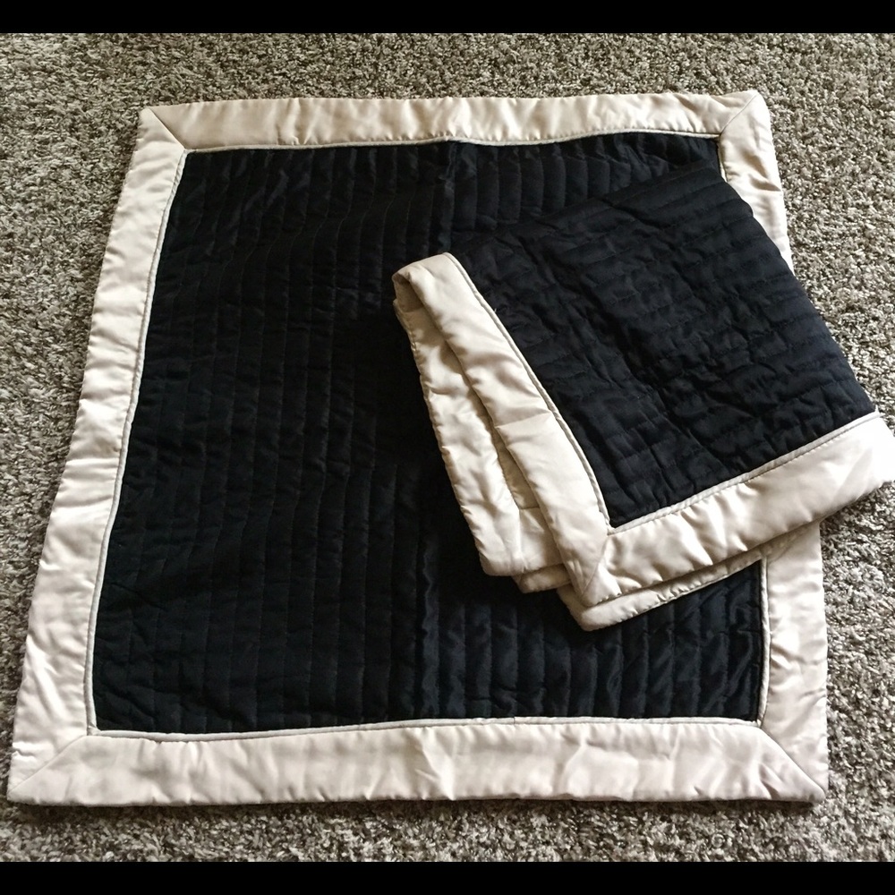 Pair of Quilted Standard pillow shames black/cream