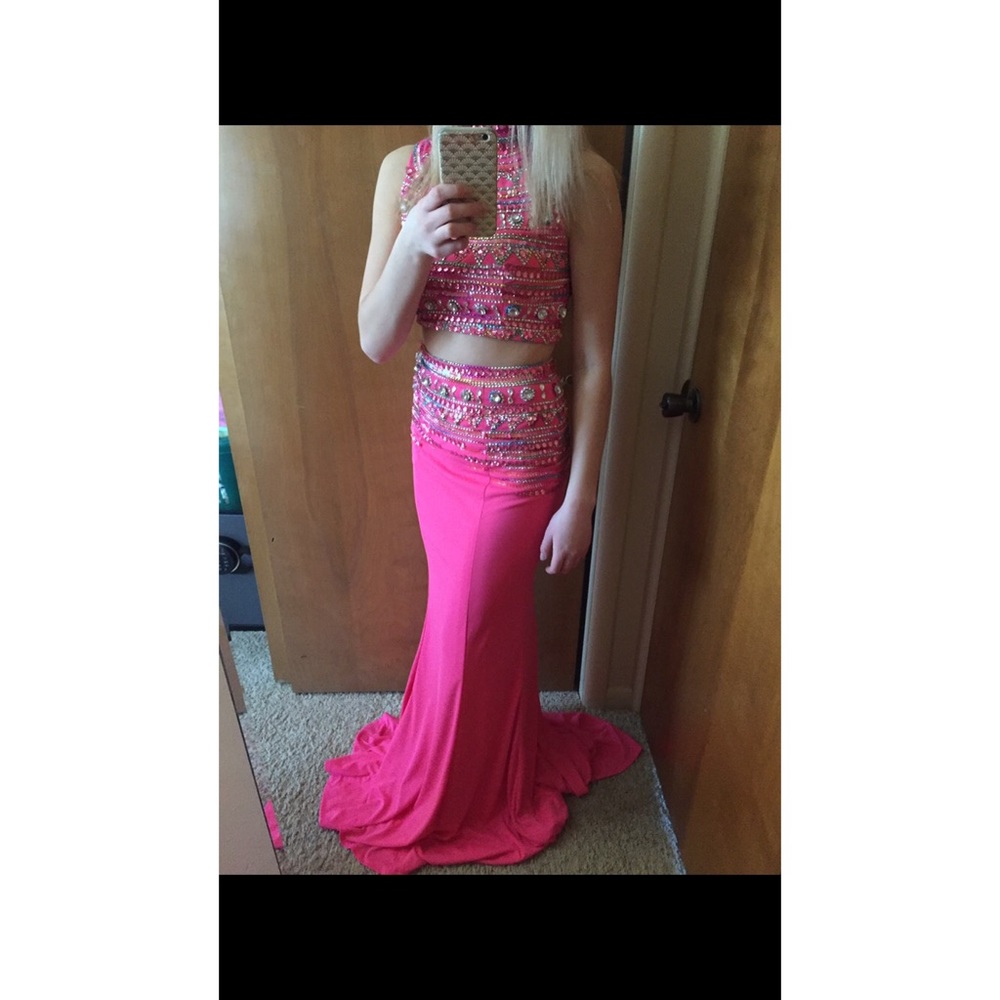Tiffany Designs Pink Prom Dress Two Piece