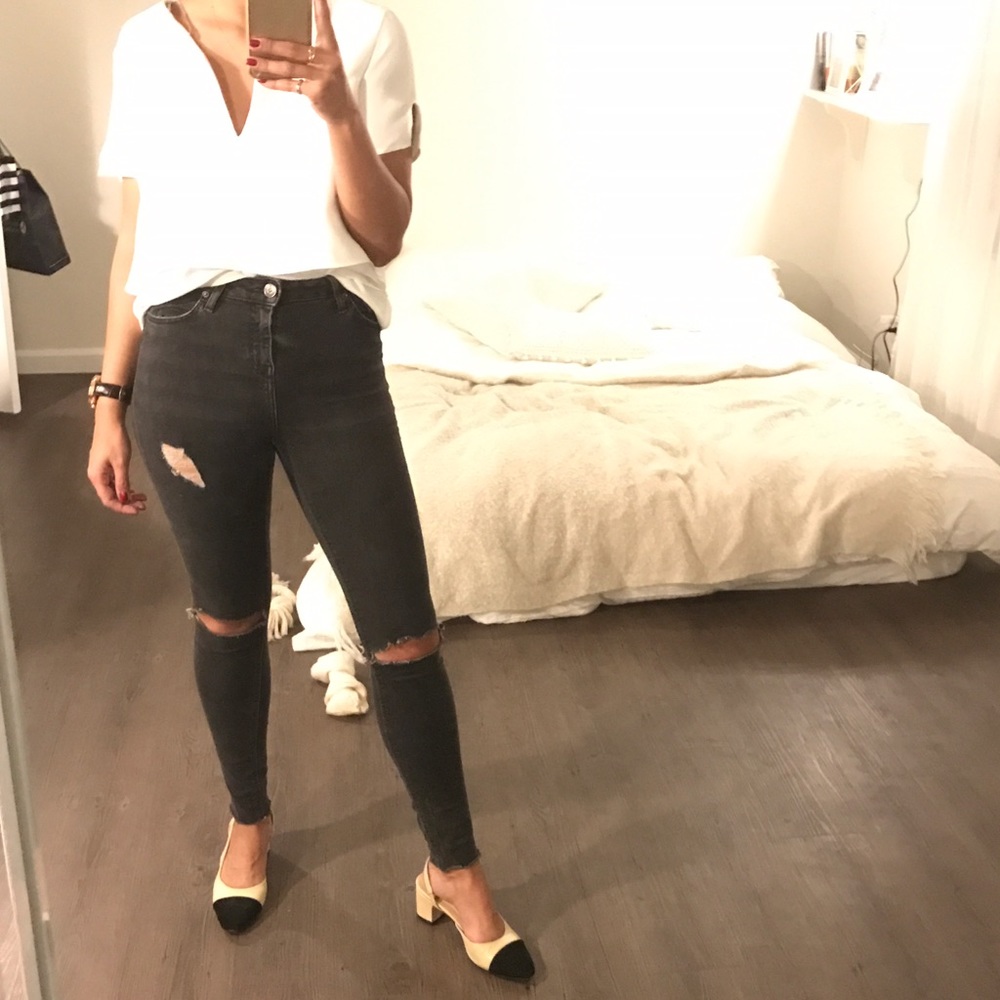 Topshop Jamie jeans distressed grey