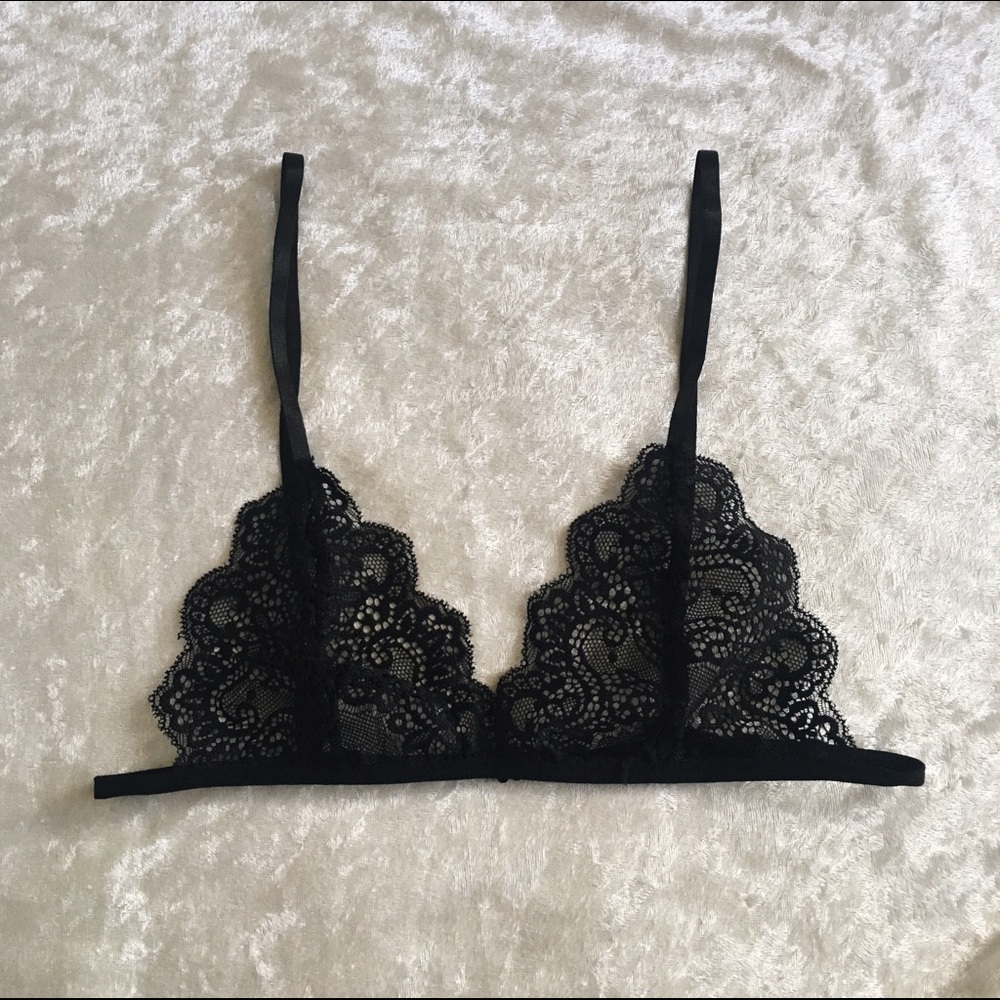 Handmade/sewn black lace bralette bra lingerie