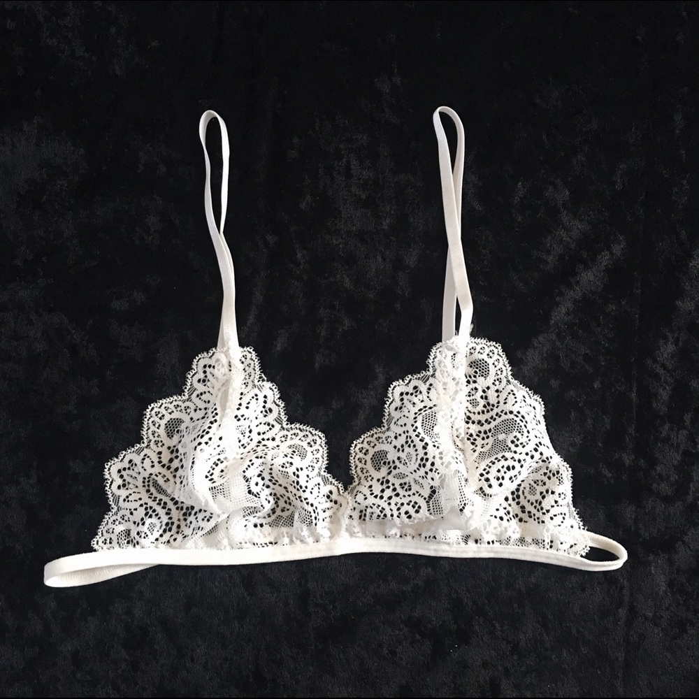 Handmade/sewn white lace bralette bra lingerie