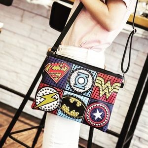 Super Hero purse handbag w shoulder wrist strap