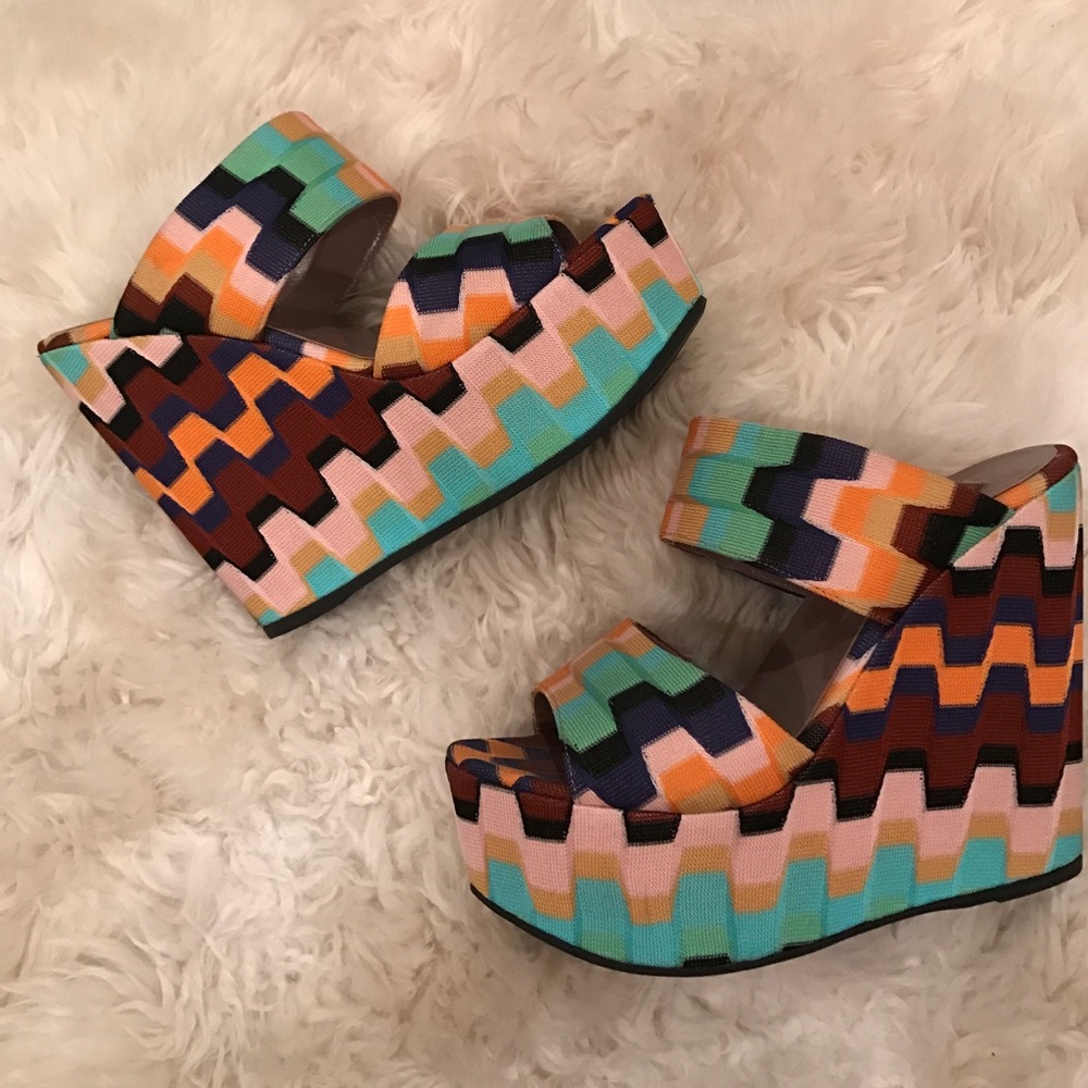 Missoni Multicolor Platform Slides