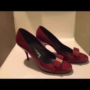 Salvatore Ferragamo Red Patent Leather Carla Pumps