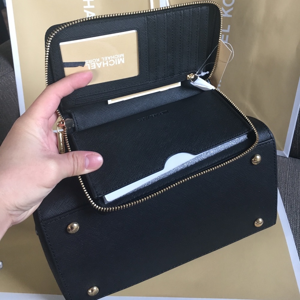 👜👑MK satchel set👜black Saffiano - Picture 4 of 6