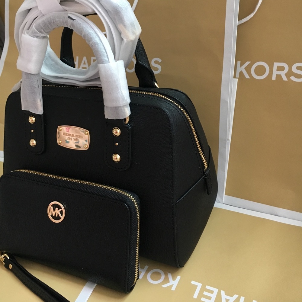 👜👑MK satchel set👜black Saffiano - Picture 2 of 6