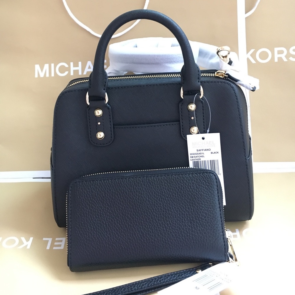 👜👑MK satchel set👜black Saffiano - Picture 3 of 6