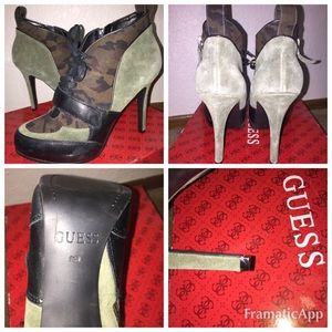 Guess heels/ankle boots camouflage leather suede
