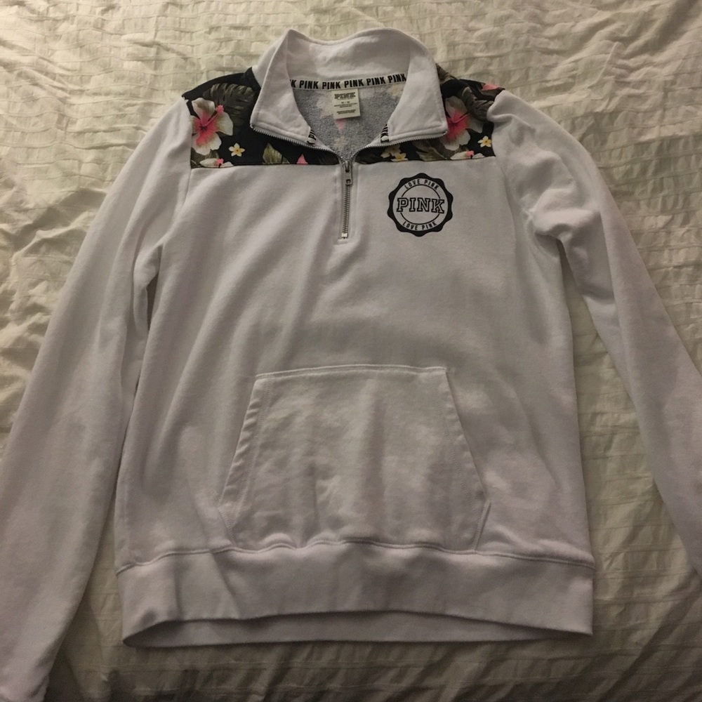 Pink floral half zip