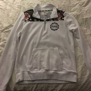 Pink floral half zip