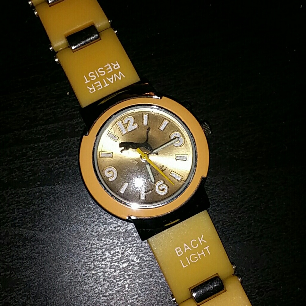 Yellow Puma water resistant watch