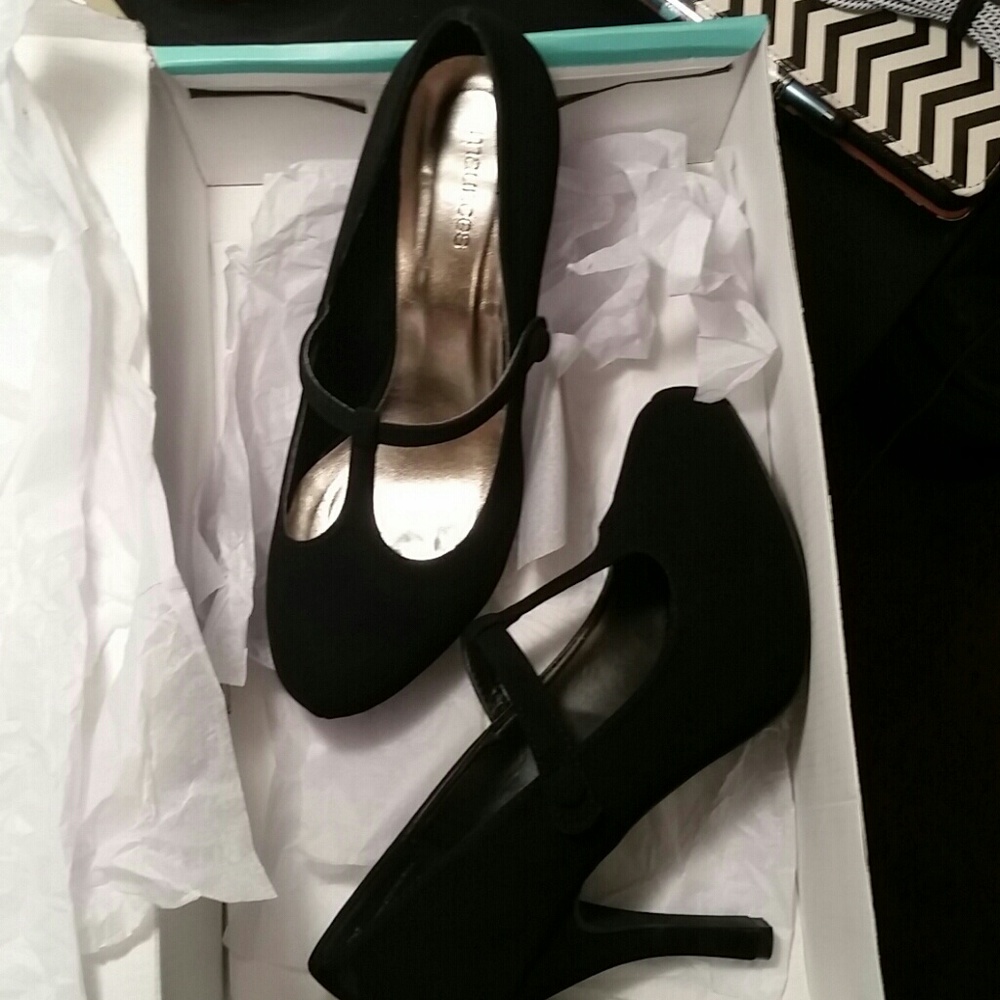 Black T-strap heels