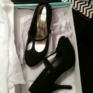 Black T-strap heels