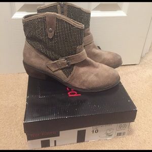 Rhinestone booties with buckle