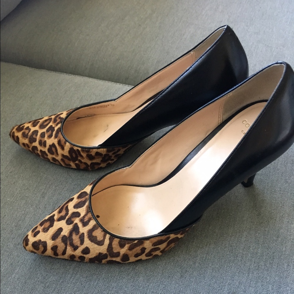 Cole Haan Black Leopard Animal Print Heels 7 B
