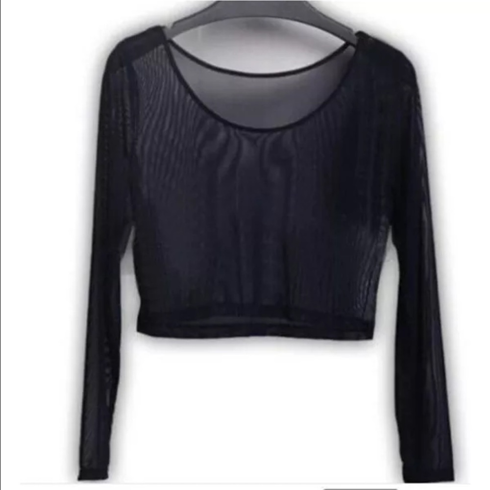 Black mesh crop top - Picture 2 of 2